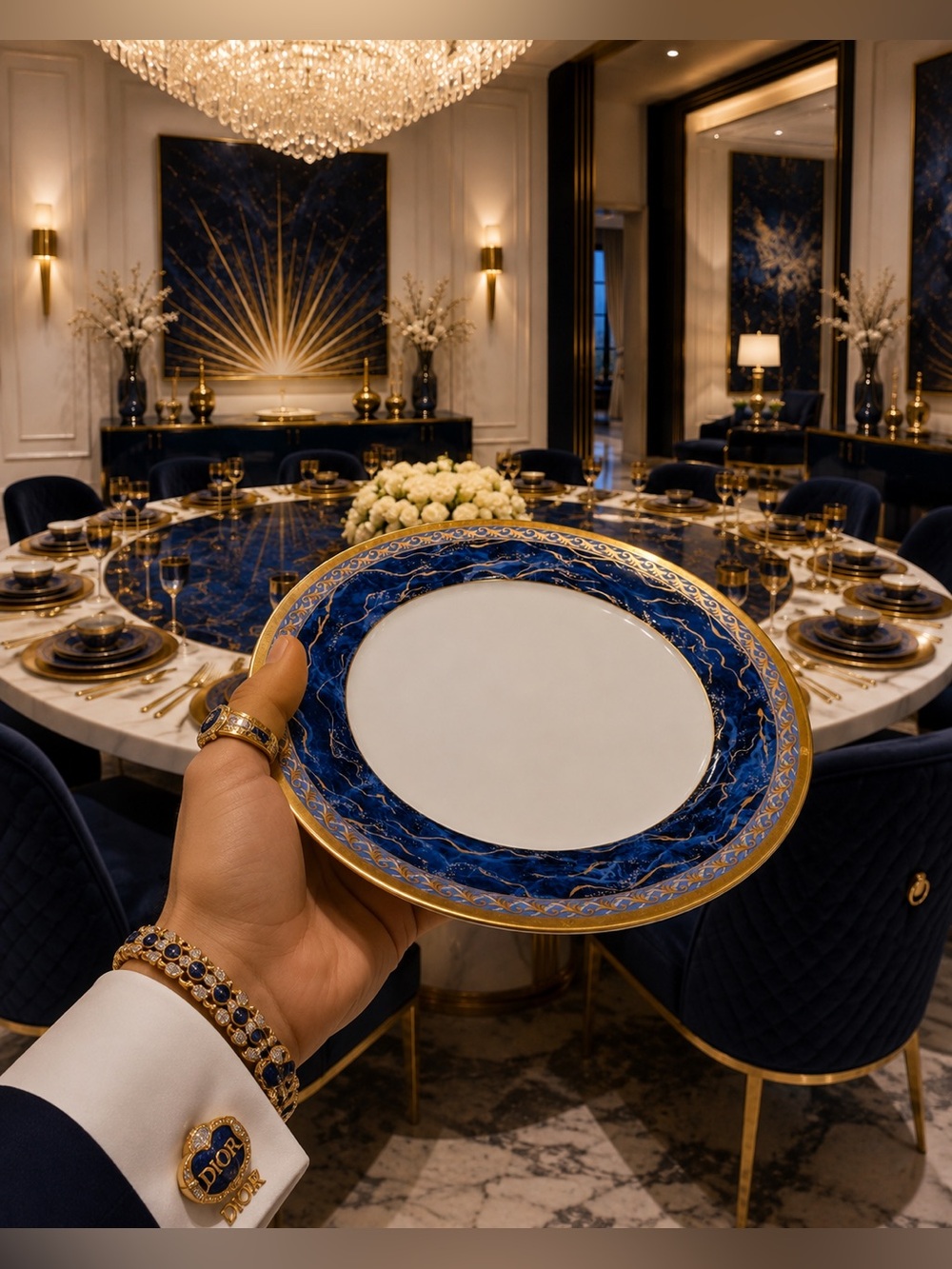 Christian Dior Azure Royale Fine Original Art SALAD PLATE 90’s Vintage Porcelain